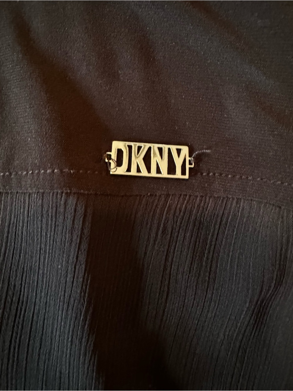 Black Sleeveless V-Neck Chiffon Overlay Top by DKNY - Picture 4 of 4
